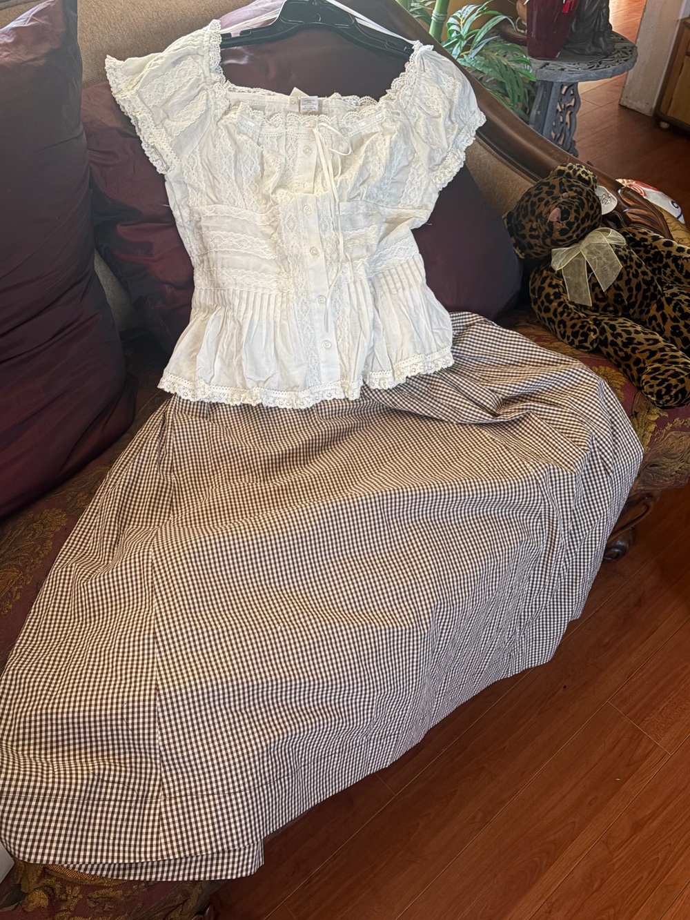 CAROLINE CONSTAS Gingham Maxi | Skirt ONLY | Size Large - Picture 5 of 8